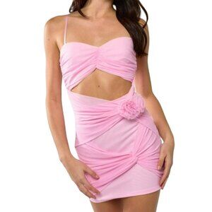 Blue Blush Rosette Me Pink Strapless Mini Dress Size Large NWT